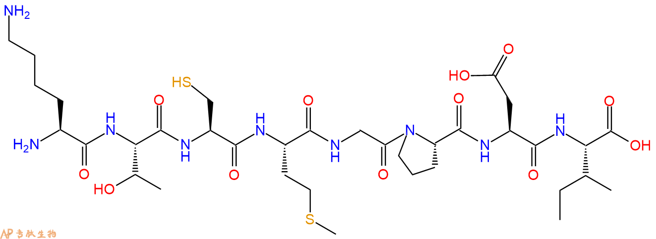 多肽KTCMGPDI的參數(shù)和合成路線|三字母為Lys-Thr-Cys-Met-Gly-Pro-Asp
