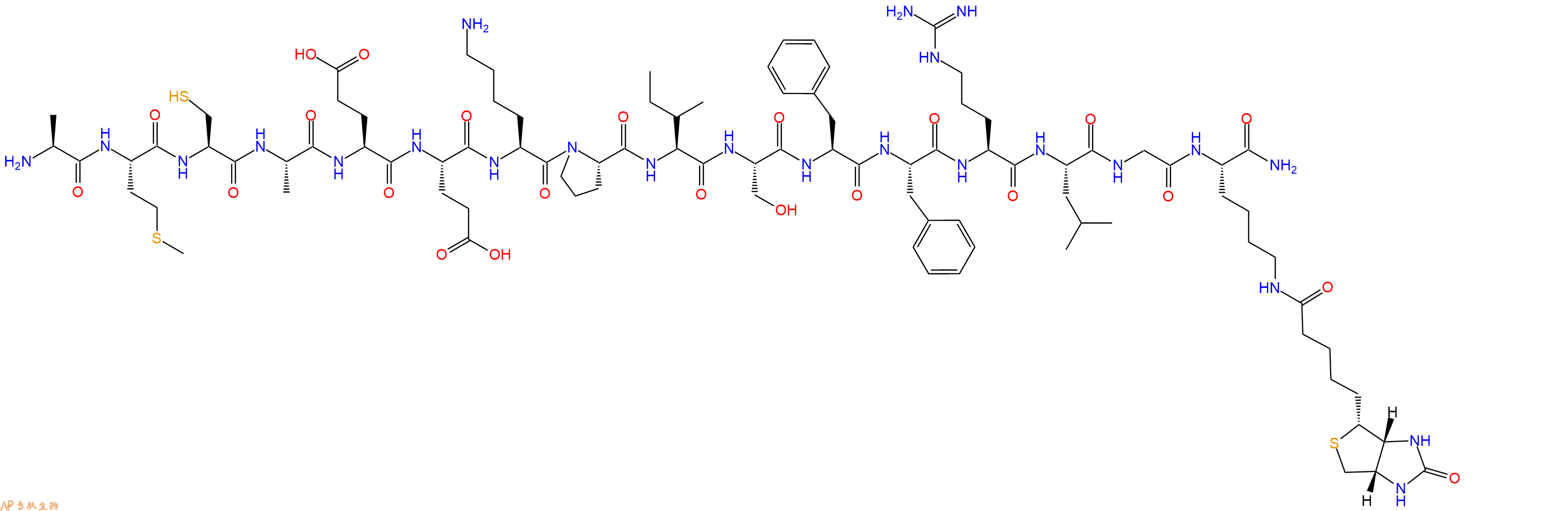 專肽生物產(chǎn)品生物素標記肽AMCA-Glu-Glu-Lys-Pro-Ile-Ser-Phe-Phe-Arg-Le851231-19-1
