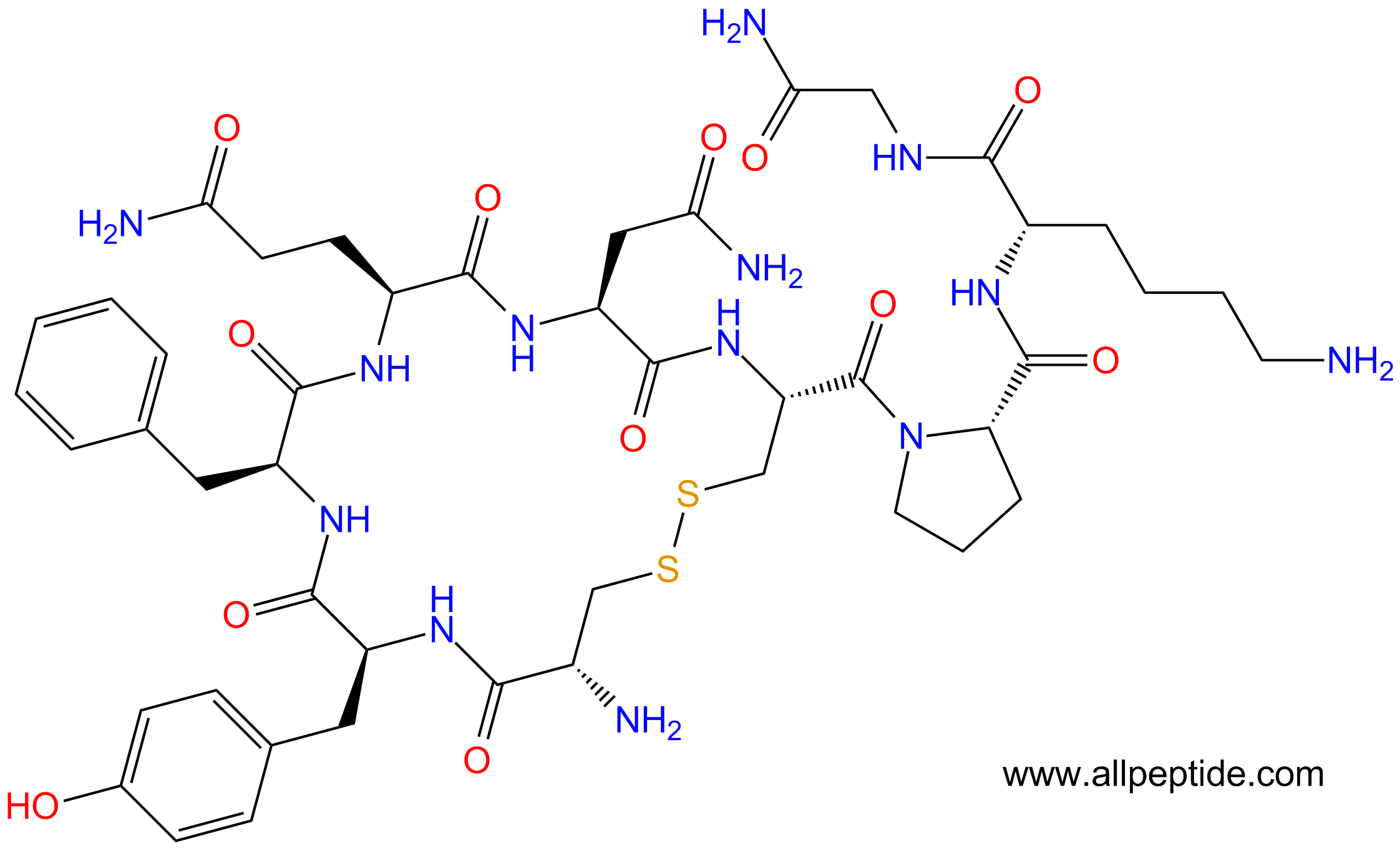 專肽生物產(chǎn)品賴氨加壓素、Lypressin、 (Lys8)-Vasopressin50-57-7