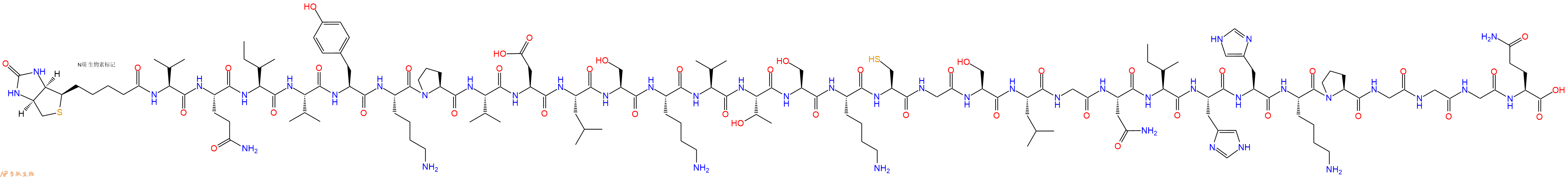 專肽生物產(chǎn)品生物素標記肽Biotin-VQIVYKPVDLSKVTSKCGSLGNIHHKPGGGQ2022956-58-5