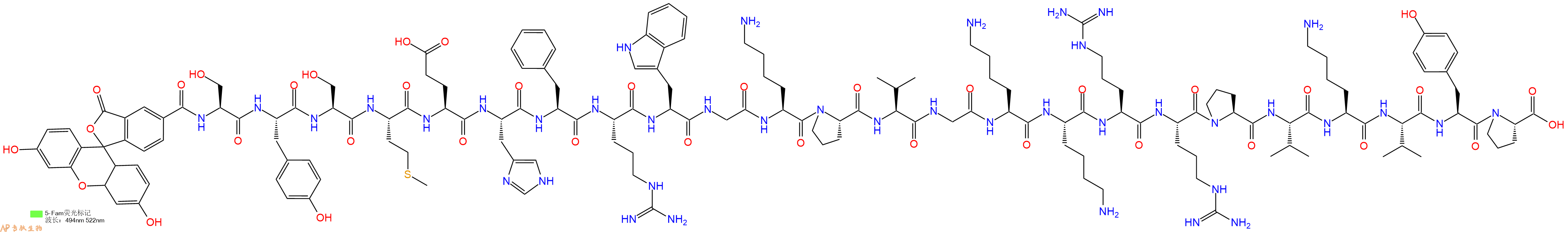 專肽生物產品促腎上腺皮質激素Fam-ACTH(1-24), human
