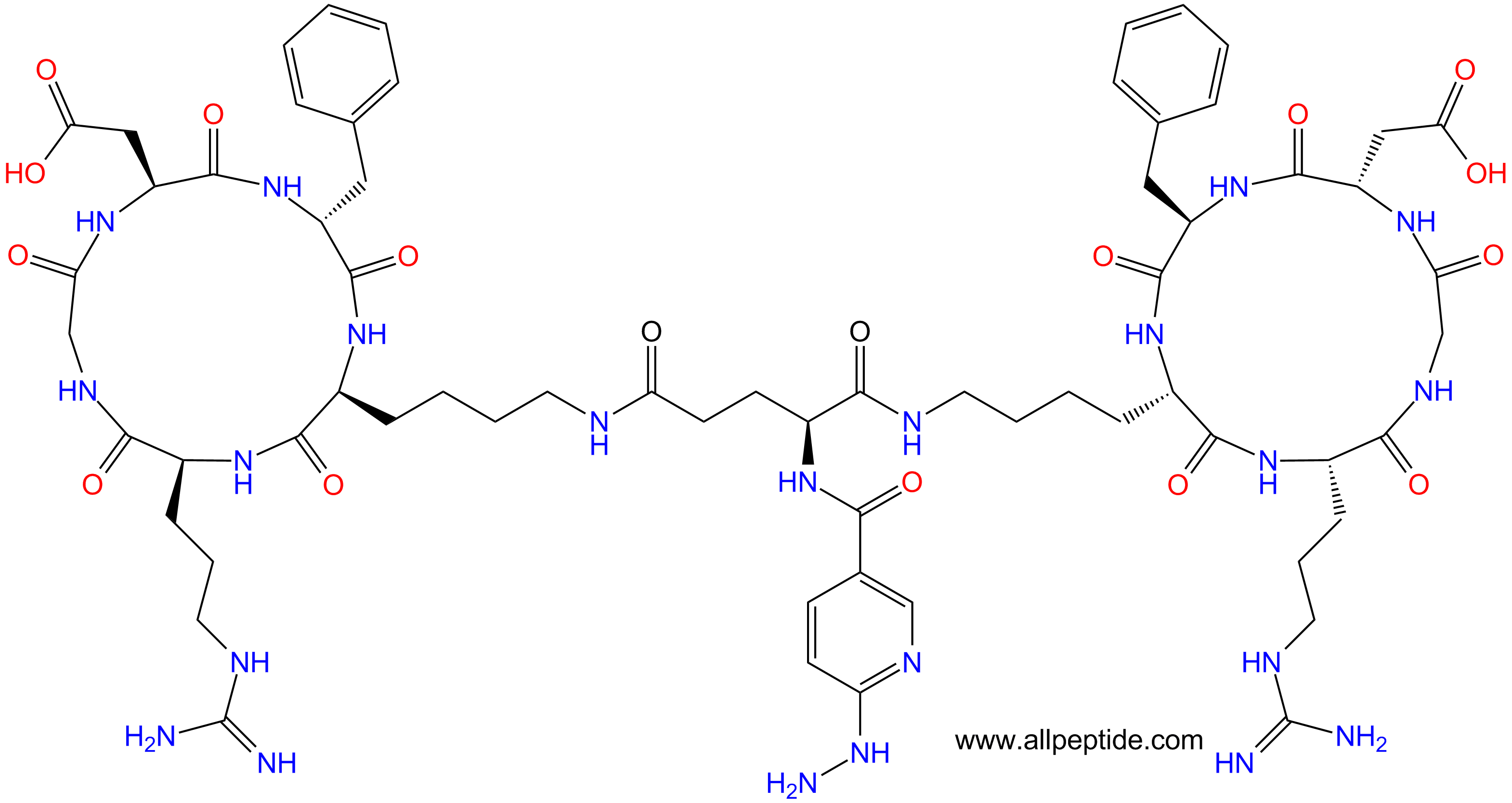 專肽生物產(chǎn)品c(RGD)環(huán)肽：HYNIC-E[c(RGDfK)]2、HYNIC-Glu[cyclo(RGDfK)]2、HYNIC-Glu[c(RGDfK)]2