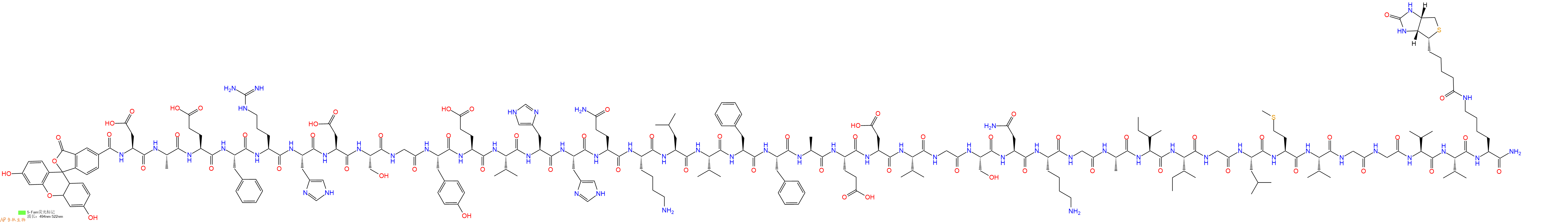 專肽生物產品淀粉肽5-FAM-Amyloid β-Protein (1-40)-Lys(εAhx-biotiny