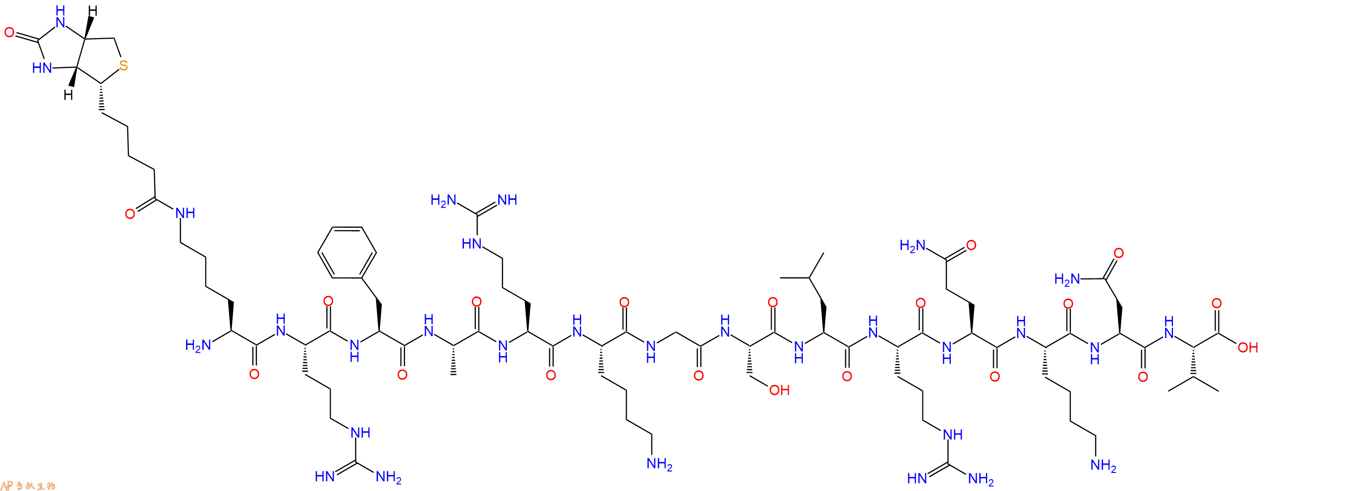 專肽生物產品生物素標記肽K(Biotin)-RFARKGSLRQKNV177966-62-0