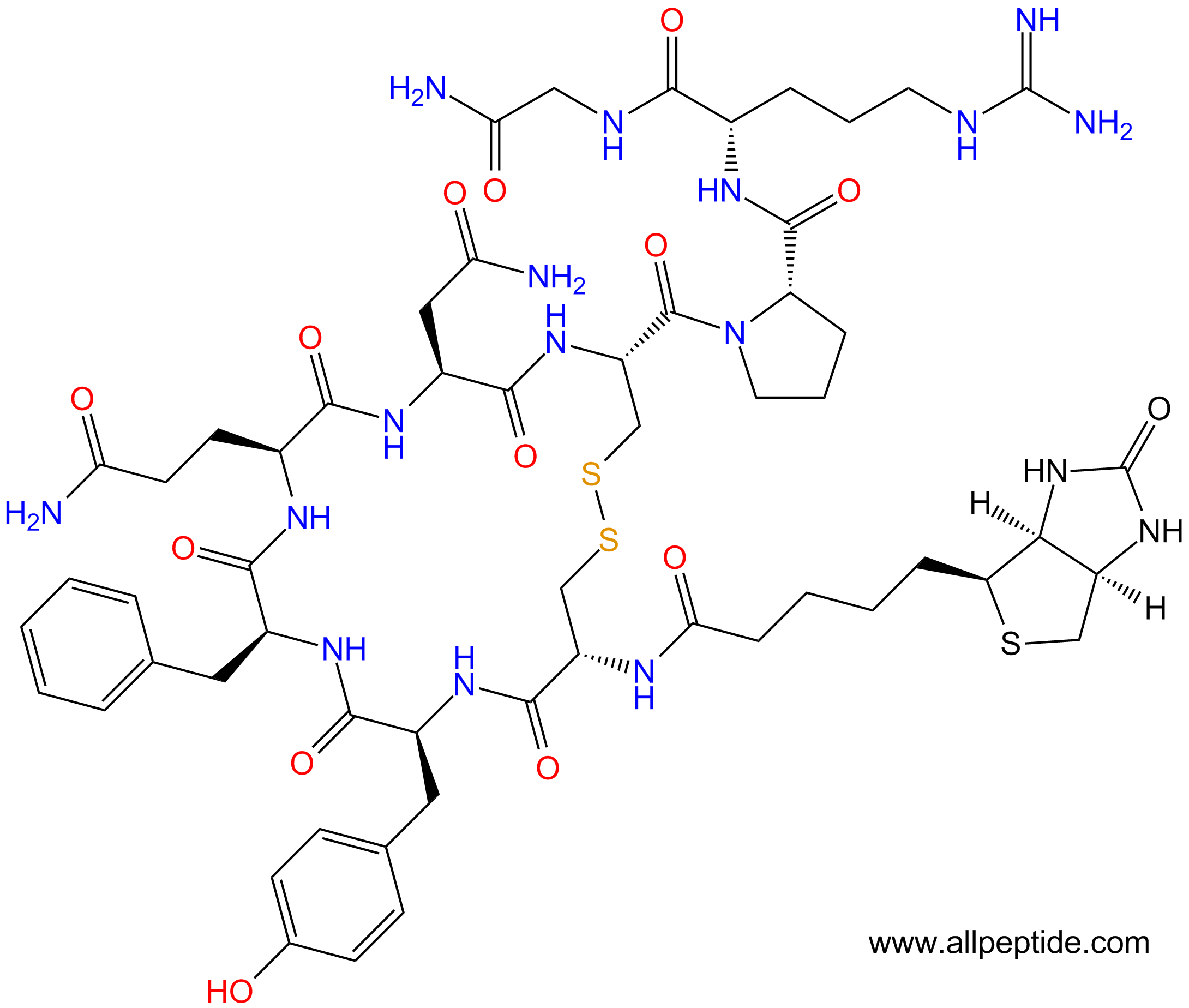 專肽生物產(chǎn)品生物素標(biāo)記的抗利尿激素：Biotin-精氨加壓素、Biotin-[Arg8] Vasopressin /AVP126703-17-1