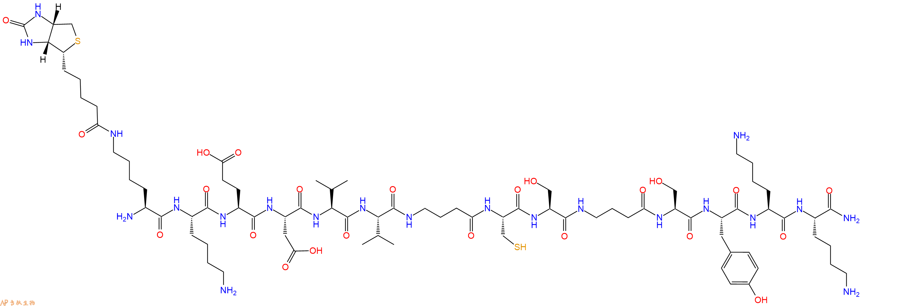 專肽生物產品Lys(Biotin)-Lys-Glu-Asp-Val-Val-Abu-Cys-Ser-Abu-Se