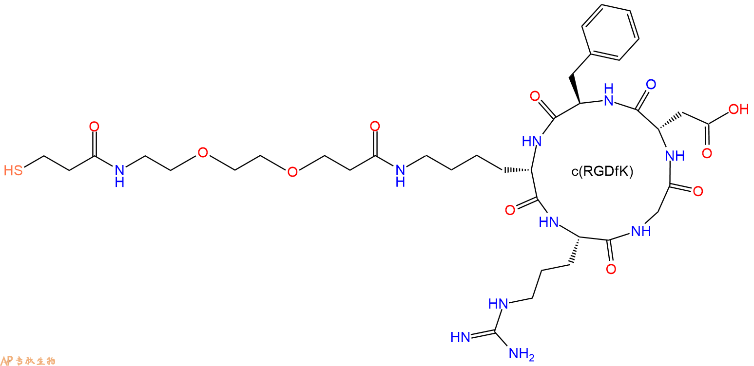 專肽生物產(chǎn)品c(RGD)環(huán)肽：cyclo{RGDfK(PEG2-Mpa)}、c(RGDfK)-PEG2-巰基丙酸