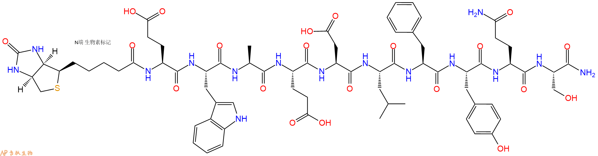 專(zhuān)肽生物產(chǎn)品Biotin-Glu-Trp-Ala-Glu-Asp-Leu-Phe-Tyr-Gln-Ser-NH2