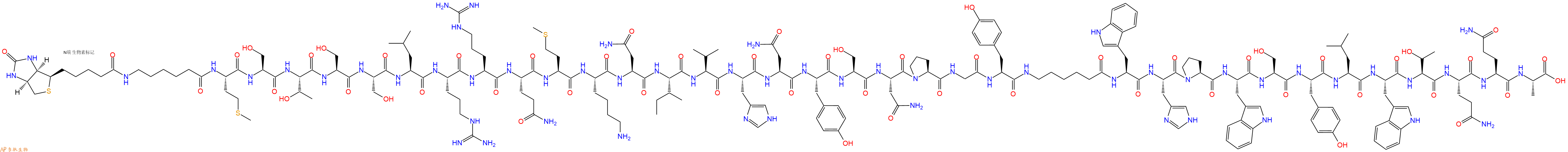 專肽生物產(chǎn)品Biotin-Ahx-Met-Ser-Thr-Ser-Ser-Leu-Arg-Arg-Gln-Met-Lys-Asn-Ile-Val-His-Asn-Tyr-Ser-Asn-Pro-Gly-Tyr-Ahx-Trp-His-Pro-Trp-Ser-Tyr-Leu-Trp-Thr-Gln-Gln-Ala-COOH