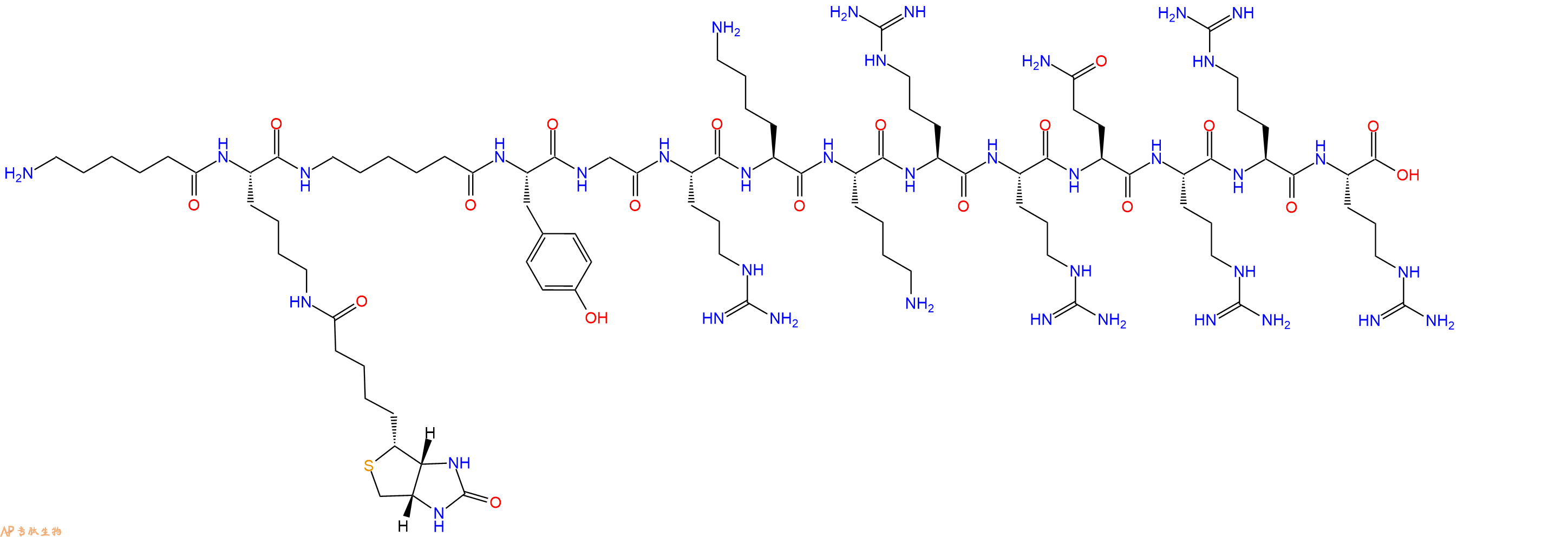 專肽生物產品H2N-Ahx-Lys(Biotin)-Ahx-Tyr-Gly-Arg-Lys-Lys-Arg-Arg-Gln-Arg-Arg-Arg-COOH