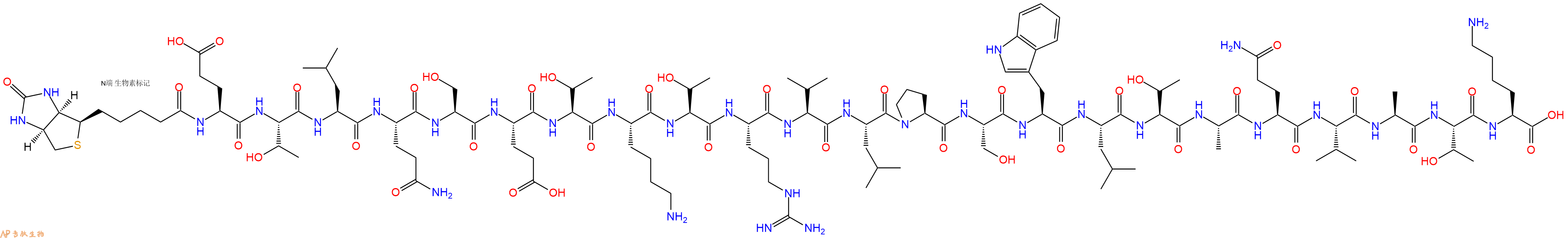 專肽生物產品Biotin-Glu-Thr-Leu-Gln-Ser-Glu-Thr-Lys-Thr-Arg-Val-Leu-Pro-Ser-Trp-Leu-Thr-Ala-Gln-Val-Ala-Thr-Lys-COOH