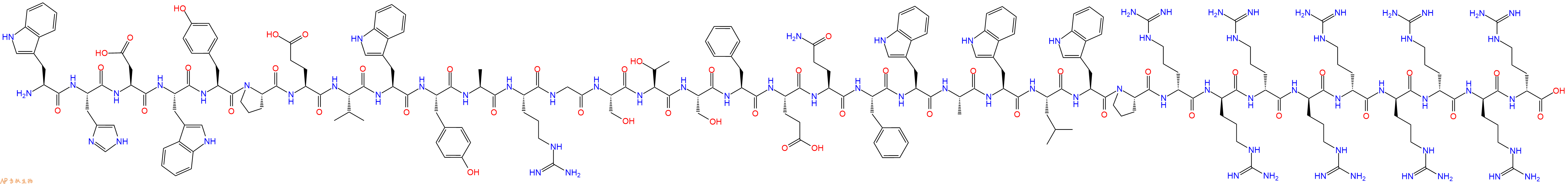 專肽生物產(chǎn)品H2N-Trp-His-Asp-Trp-Tyr-Pro-Glu-Val-Trp-Tyr-Ala-Arg-Gly-Ser-Thr-Ser-Phe-Glu-Gln-Phe-Trp-Ala-Trp-Leu-Trp-Pro-DArg-DArg-DArg-DArg-DArg-DArg-DArg-DArg-DArg-OH