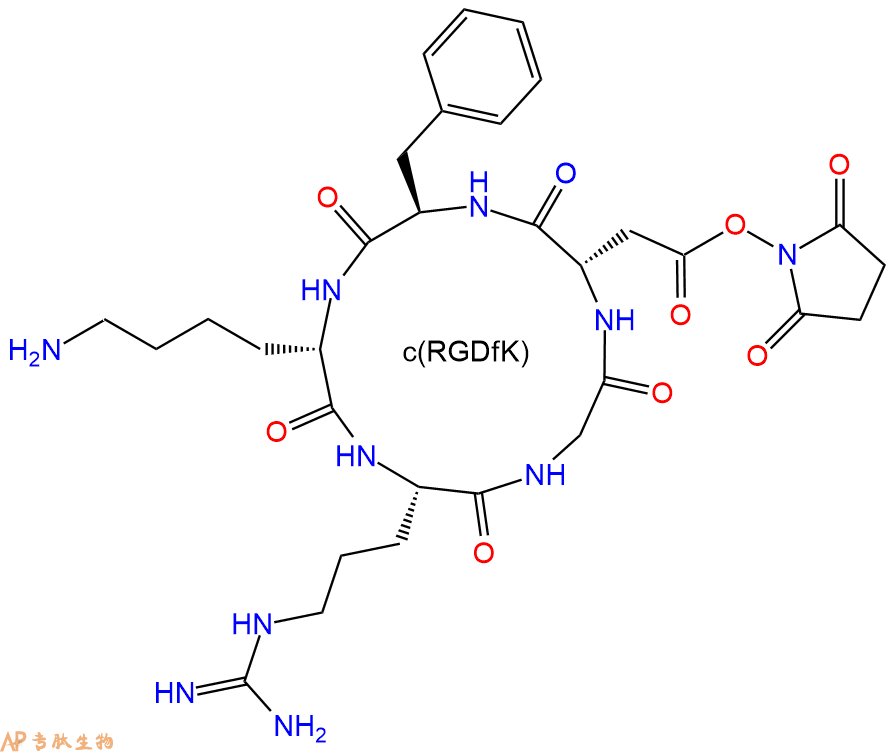 專肽生物產(chǎn)品活化酯形式的c(RGDfK)環(huán)肽：c(RGDfK)-NHS、NHS-c(RGDfK)