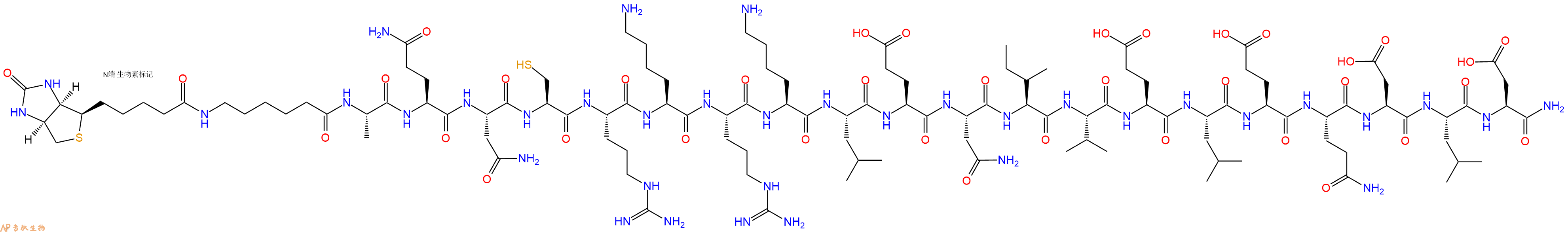專肽生物產(chǎn)品Biotinyl-Ahx-Ala-Gln-Asn-Cys-Arg-Lys-Arg-Lys-Leu-Glu-Asn-Ile-Val-Glu-Leu-Glu-Gln-Asp-Leu-Asp-NH2