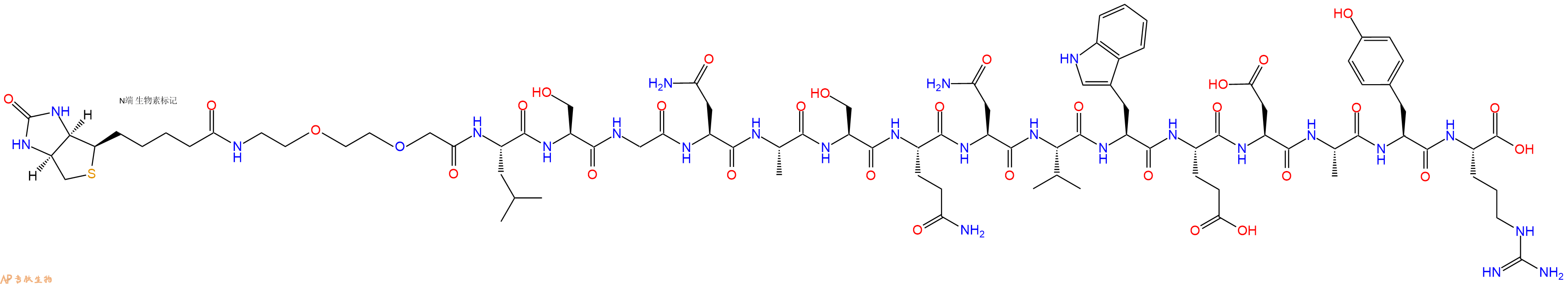 專肽生物產(chǎn)品Biotinyl-PEG2-Leu-Ser-Gly-Asn-Ala-Ser-Gln-Asn-Val-Trp-Glu-Asp-Ala-Tyr-Arg