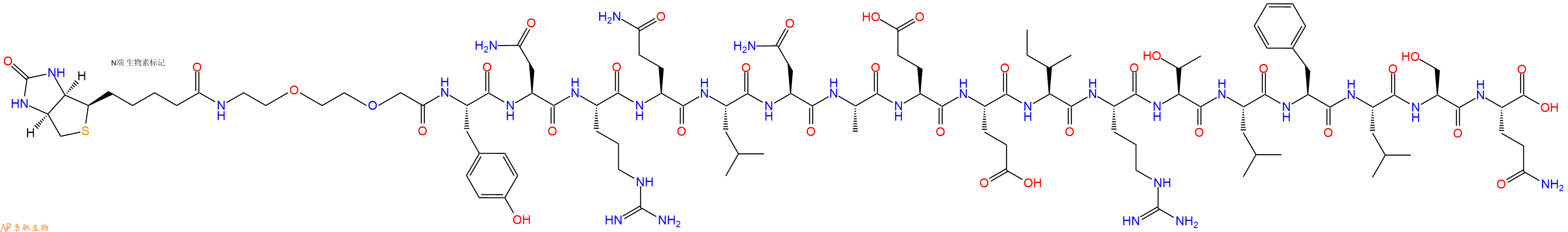 專肽生物產(chǎn)品Biotinyl-PEG2-Tyr-Asn-Arg-Gln-Leu-Asn-Ala-Glu-Glu-Ile-Arg-Thr-Leu-Phe-Leu-Ser-Gln