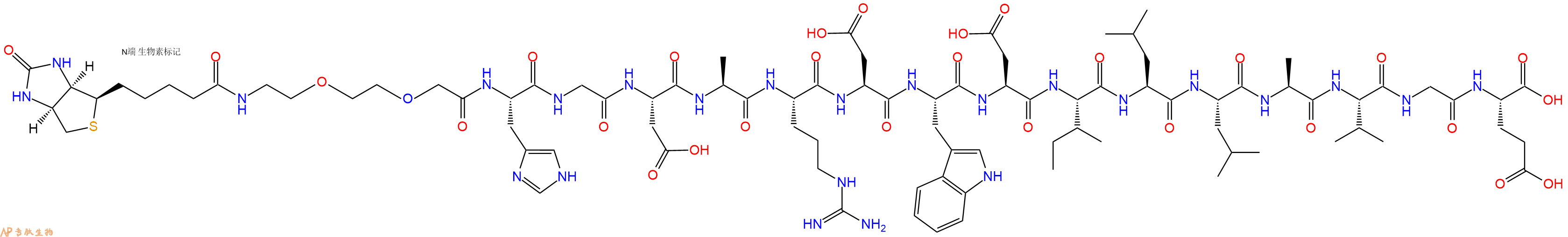 專(zhuān)肽生物產(chǎn)品Biotinyl-PEG2-His-Gly-Asp-Ala-Arg-Asp-Trp-Asp-Ile-Leu-Leu-Ala-Val-Gly-Glu