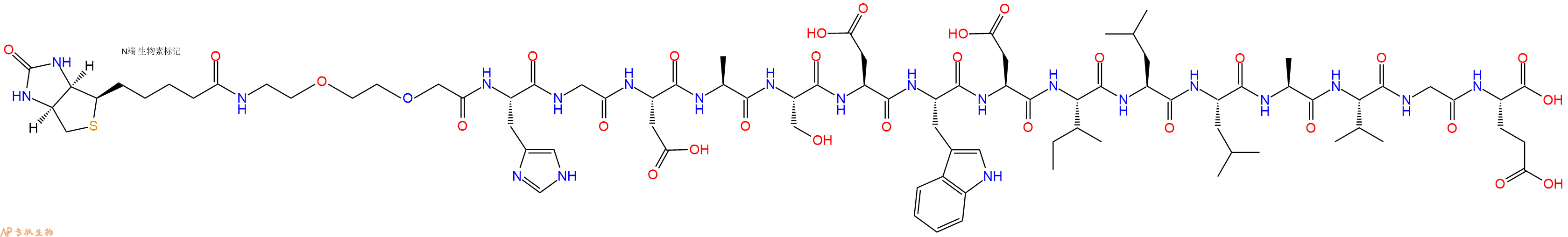 專(zhuān)肽生物產(chǎn)品Biotinyl-PEG2-His-Gly-Asp-Ala-Ser-Asp-Trp-Asp-Ile-Leu-Leu-Ala-Val-Gly-Glu