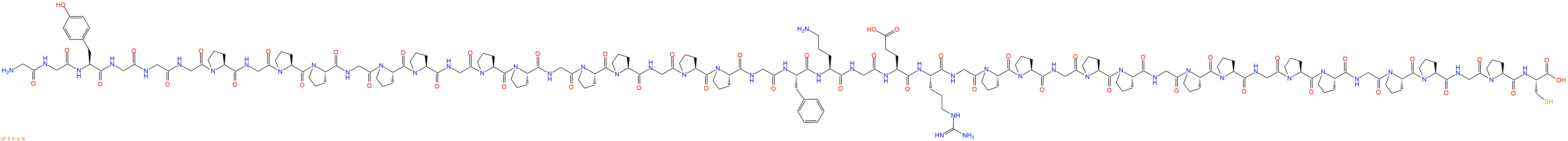 專肽生物產(chǎn)品H2N-Gly-Gly-Tyr-Gly-Gly-Gly-Pro-Gly-Pro-Pro-Gly-Pro-Pro-Gly-Pro-Pro-Gly-Pro-Pro-Gly-Pro-Pro-Gly-Phe-Orn-Gly-Glu-Arg-Gly-Pro-Pro-Gly-Pro-Pro-Gly-Pro-Pro-Gly-Pro-Pro-Gly-Pro-Pro-Gly-Pro-Cys-OH