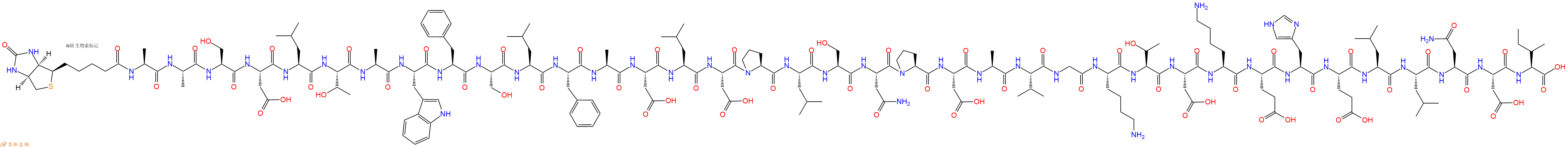 專肽生物產(chǎn)品Biotinyl-Ala-Ala-Ser-Asp-Leu-Thr-Ala-Trp-Phe-Ser-Leu-Phe-Ala-Asp-Leu-Asp-Pro-Leu-Ser-Asn-Pro-Asp-Ala-Val-Gly-Lys-Thr-Asp-Lys-Glu-His-Glu-Leu-Leu-Asn-Asp-Ile-OH