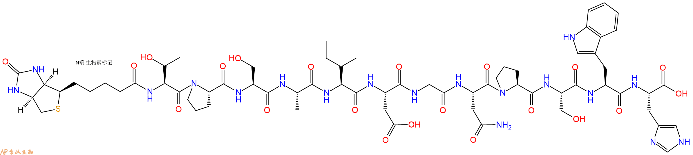 專肽生物產(chǎn)品Biotinyl-Thr-Pro-Ser-Ala-Ile-Asp-Gly-Asn-Pro-Ser-Trp-His-OH