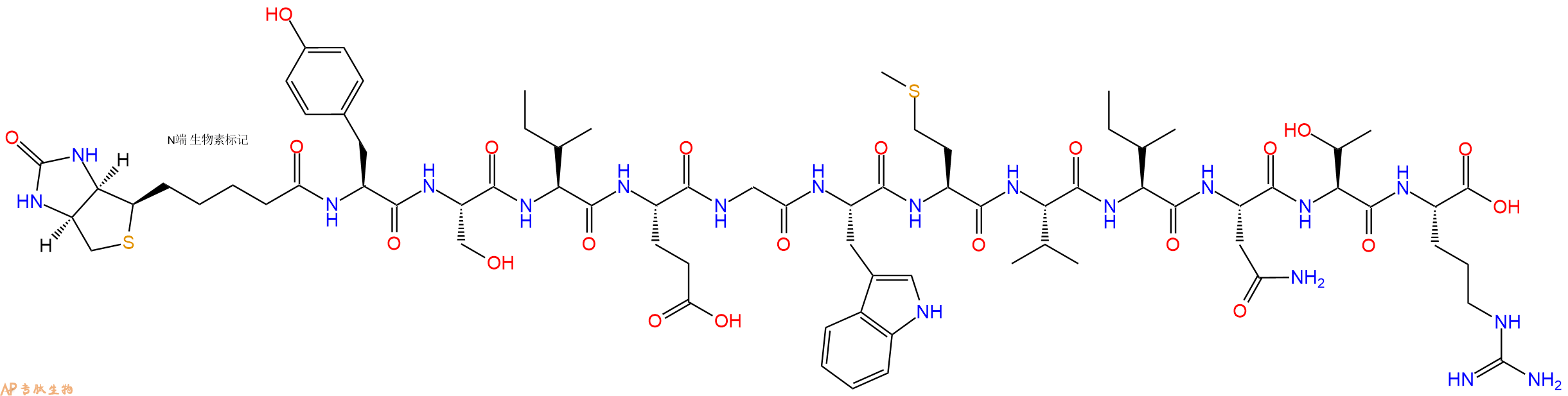 專肽生物產(chǎn)品Biotinyl-Tyr-Ser-Ile-Glu-Gly-Trp-Met-Val-Ile-Asn-Thr-Arg-OH