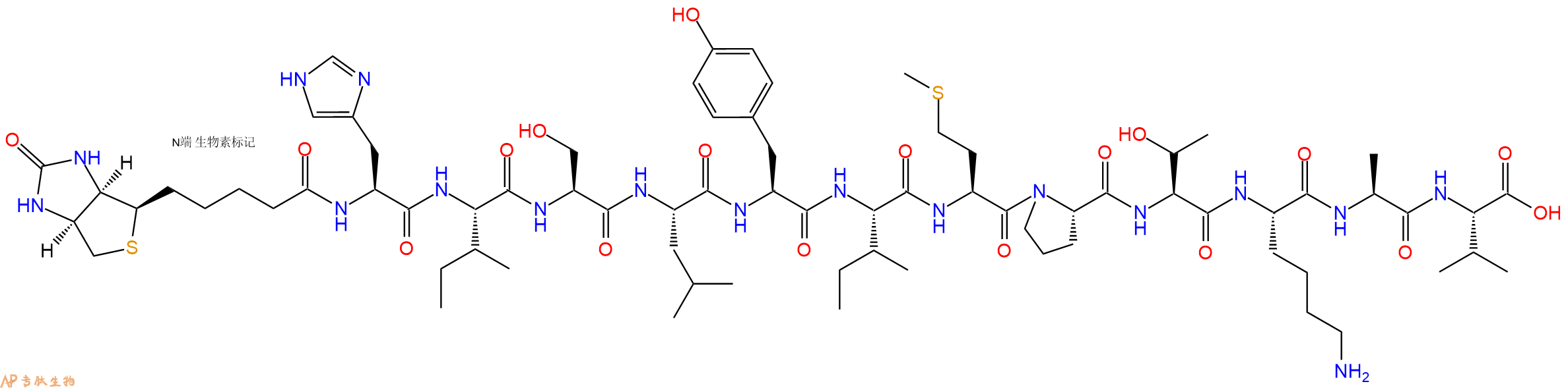 專肽生物產(chǎn)品Biotinyl-His-Ile-Ser-Leu-Tyr-Ile-Met-Pro-Thr-Lys-Ala-Val-OH