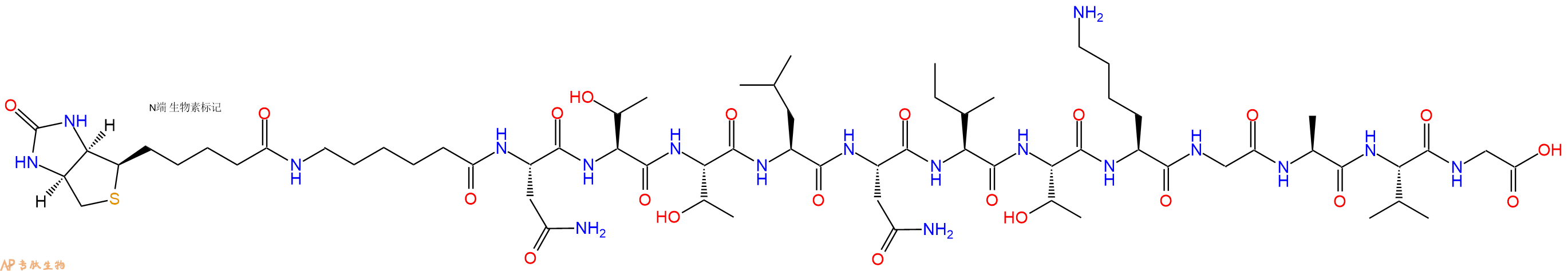 專(zhuān)肽生物產(chǎn)品Biotinyl-Ahx-Asn-Thr-Thr-Leu-Asn-Ile-Thr-Lys-Gly-Ala-Val-Gly-OH