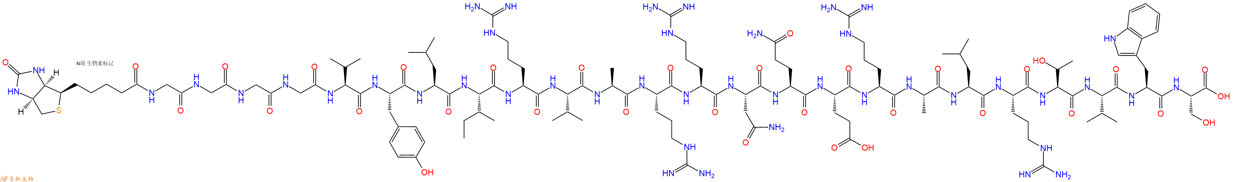 專肽生物產品Biotinyl-Gly-Gly-Gly-Gly-Val-Tyr-Leu-Ile-Arg-Val-Ala-Arg-Arg-Asn-Gln-Glu-Arg-Ala-Leu-Arg-Thr-Val-Trp-Ser-OH