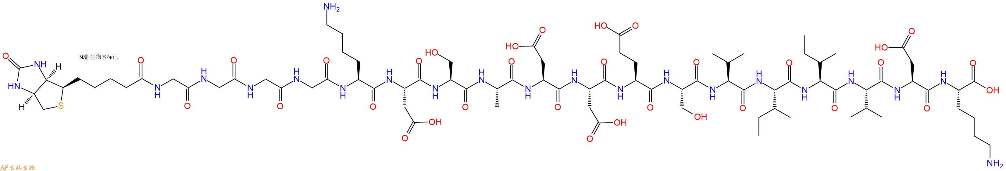 專(zhuān)肽生物產(chǎn)品Biotinyl-Gly-Gly-Gly-Gly-Lys-Asp-Ser-Ala-Asp-Asp-Glu-Ser-Val-Ile-Ile-Val-Asp-Lys-OH