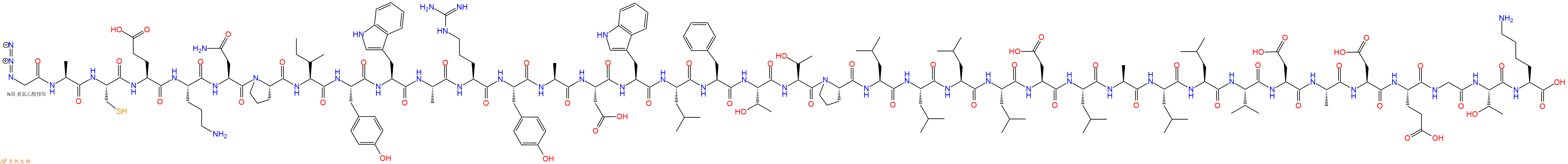 專肽生物產(chǎn)品N3Gly-Ala-Cys-Glu-Orn-Asn-Pro-Ile-Tyr-Trp-Ala-Arg-Tyr-Ala-Asp-Trp-Leu-Phe-Thr-Thr-Pro-Leu-Leu-Leu-Leu-Asp-Leu-Ala-Leu-Leu-Val-Asp-Ala-Asp-Glu-Gly-Thr-Lys-OH