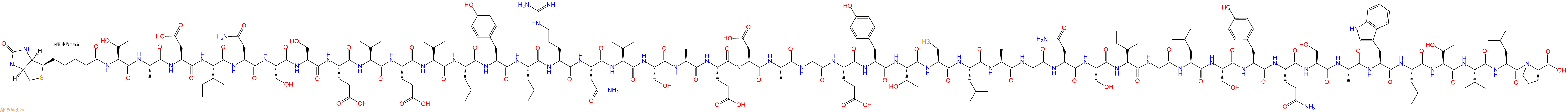 專肽生物產(chǎn)品Biotinyl-Thr-Ala-Asp-Ile-Asn-Ser-Ser-Glu-Val-Glu-Val-Leu-Tyr-Leu-Arg-Asn-Val-Ser-Ala-Glu-Asp-Ala-Gly-Glu-Tyr-Thr-Cys-Leu-Ala-Gly-Asn-Ser-Ile-Gly-Leu-Ser-Tyr-Gln-Ser-Ala-Trp-Leu-Thr-Val-Leu-Pro-OH
