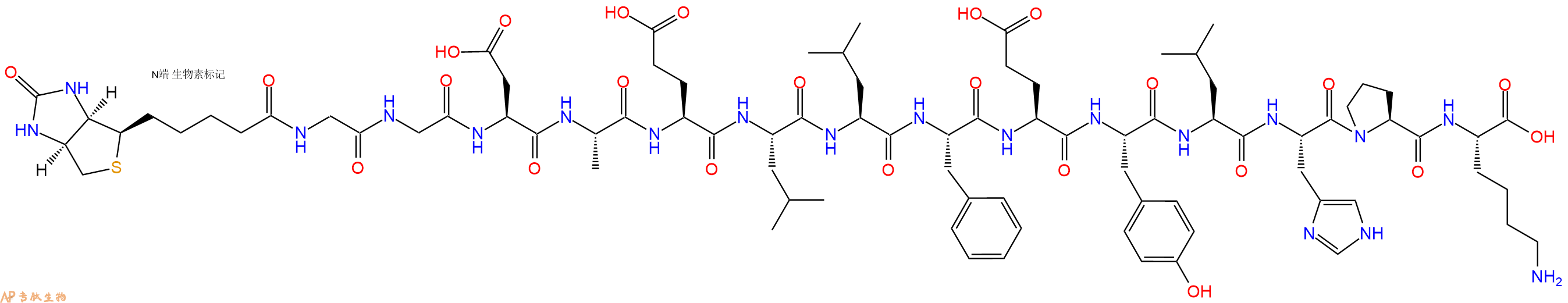 專(zhuān)肽生物產(chǎn)品Biotinyl-Gly-Gly-Asp-Ala-Glu-Leu-Leu-Phe-Glu-Tyr-Leu-His-Pro-Lys-OH