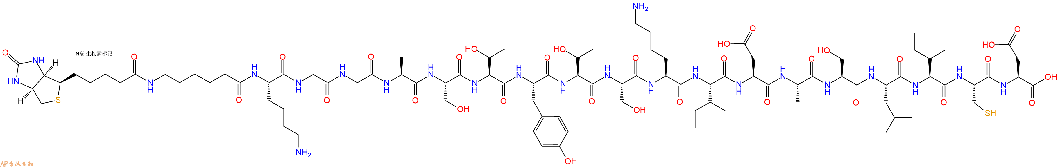 專肽生物產(chǎn)品Biotinyl-Ahx-Lys-Gly-Gly-Ala-Ser-Thr-Tyr-Thr-Ser-Lys-Ile-Asp-Ala-Ser-Leu-Ile-Cys-Asp-OH