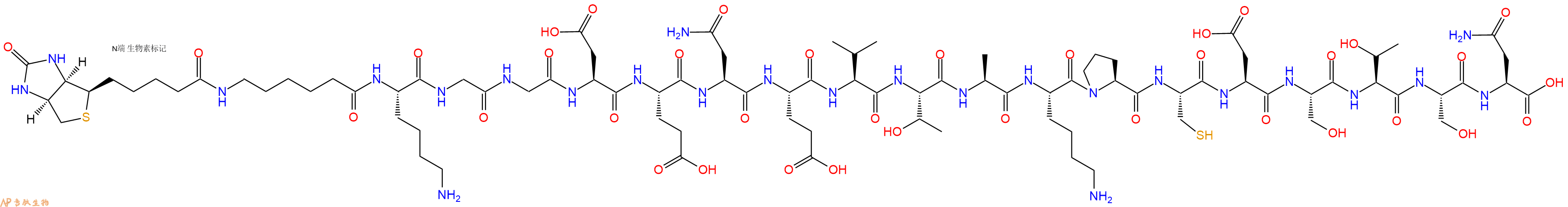 專肽生物產(chǎn)品Biotinyl-Ahx-Lys-Gly-Gly-Asp-Glu-Asn-Glu-Val-Thr-Ala-Lys-Pro-Cys-Asp-Ser-Thr-Ser-Asn-OH