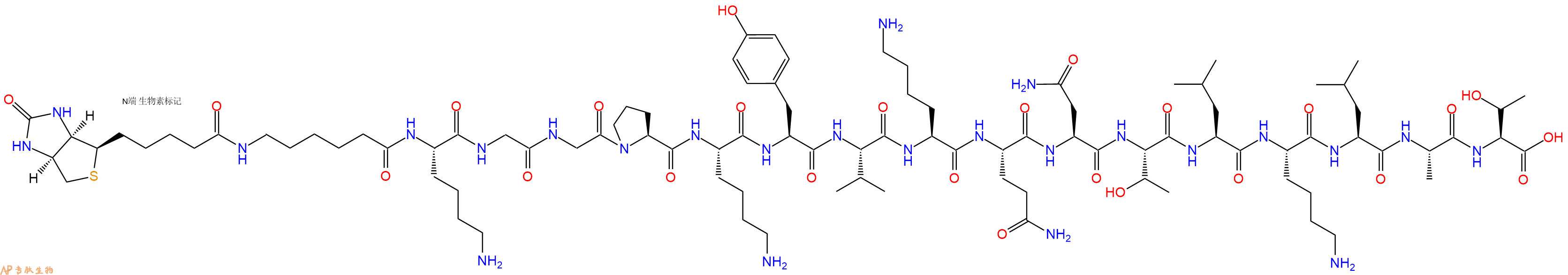 專肽生物產(chǎn)品Biotinyl-Ahx-Lys-Gly-Gly-Pro-Lys-Tyr-Val-Lys-Gln-Asn-Thr-Leu-Lys-Leu-Ala-Thr-OH