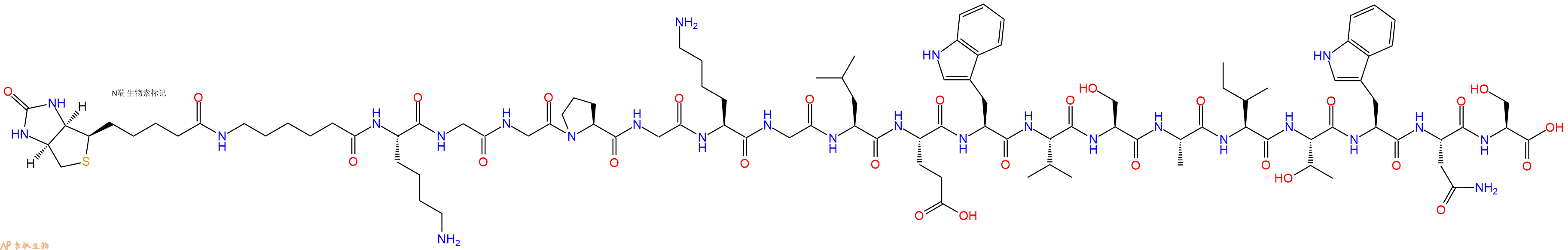 專肽生物產(chǎn)品Biotinyl-Ahx-Lys-Gly-Gly-Pro-Gly-Lys-Gly-Leu-Glu-Trp-Val-Ser-Ala-Ile-Thr-Trp-Asn-Ser-OH