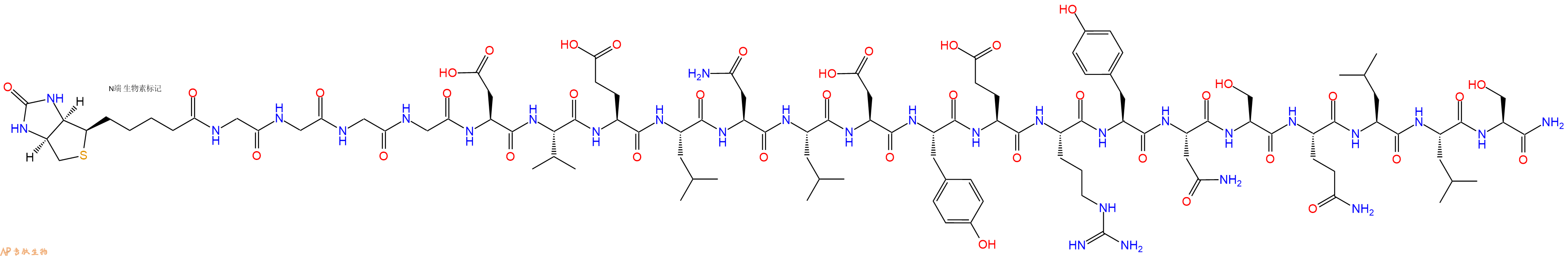 專肽生物產(chǎn)品Biotinyl-Gly-Gly-Gly-Gly-Asp-Val-Glu-Leu-Asn-Leu-Asp-Tyr-Glu-Arg-Tyr-Asn-Ser-Gln-Leu-Leu-Ser-NH2