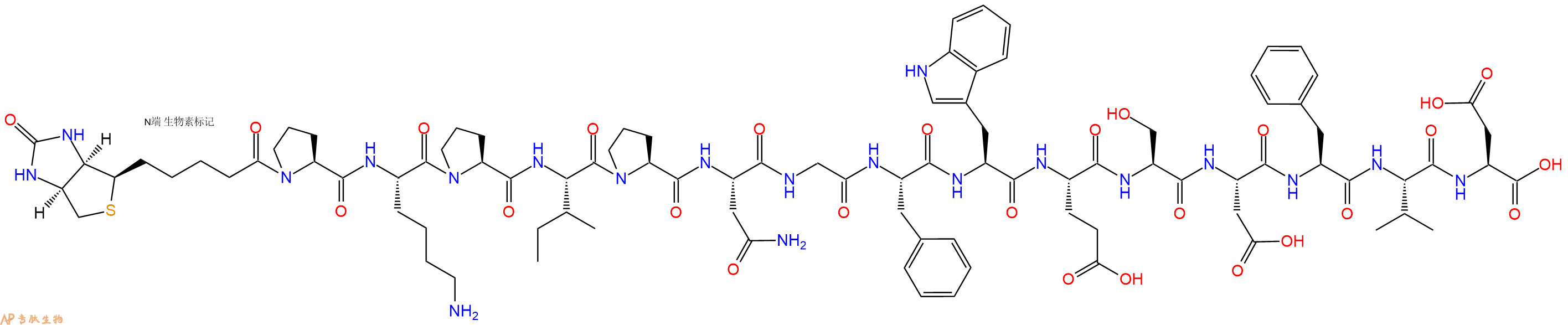 專肽生物產(chǎn)品Biotinyl-Pro-Lys-Pro-Ile-Pro-Asn-Gly-Phe-Trp-Glu-Ser-Asp-Phe-Val-Asp-OH