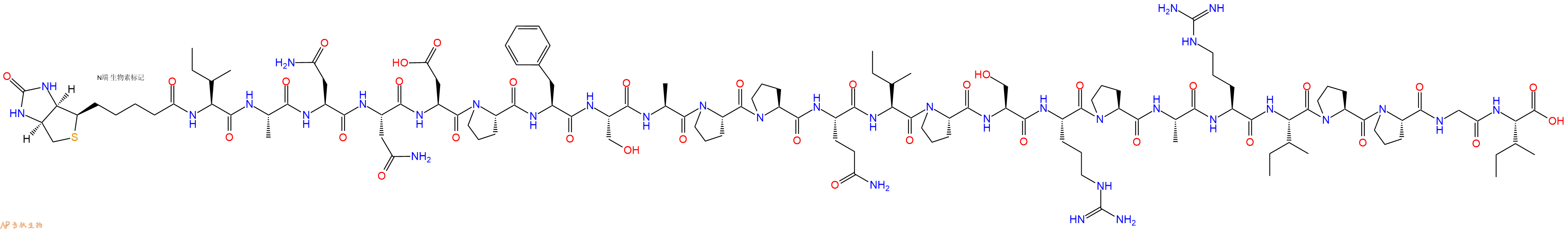 專肽生物產(chǎn)品Biotinyl-Ile-Ala-Asn-Asn-Asp-Pro-Phe-Ser-Ala-Pro-Pro-Gln-Ile-Pro-Ser-Arg-Pro-Ala-Arg-Ile-Pro-Pro-Gly-Ile-OH