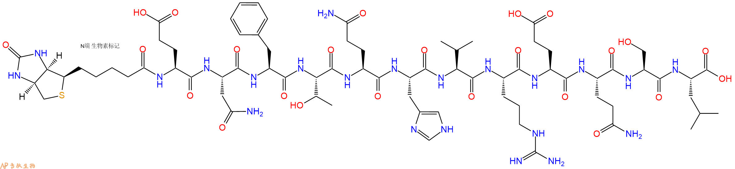 專肽生物產(chǎn)品Biotinyl-Glu-Asn-Phe-Thr-Gln-His-Val-Arg-Glu-Gln-Ser-Leu-OH