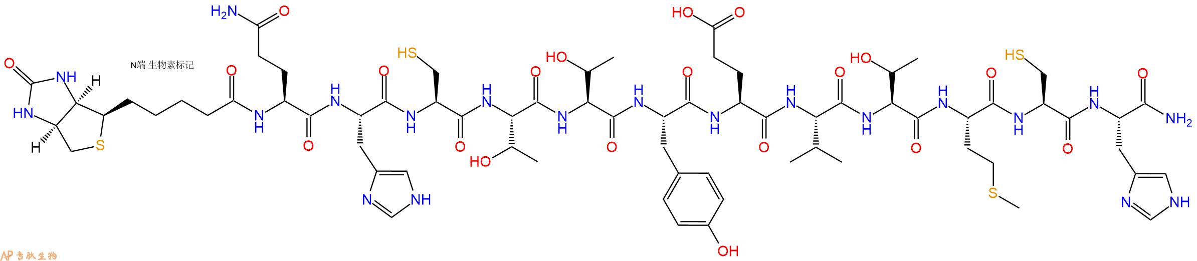 專肽生物產(chǎn)品Biotinyl-Gln-His-Cys-Thr-Thr-Tyr-Glu-Val-Thr-Met-Cys-His-CONH2