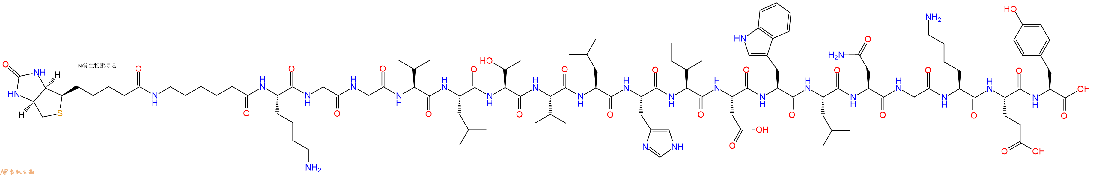 專肽生物產(chǎn)品Biotinyl-Ahx-Lys-Gly-Gly-Val-Leu-Thr-Val-Leu-His-Ile-Asp-Trp-Leu-Asn-Gly-Lys-Glu-Tyr-OH