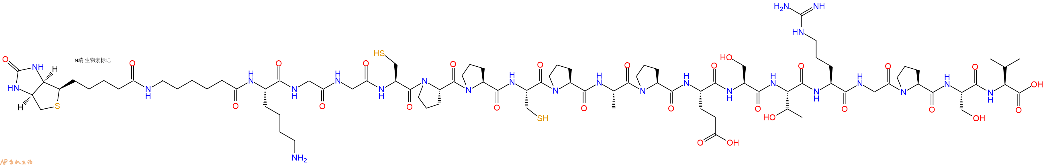 專肽生物產(chǎn)品Biotinyl-Ahx-Lys-Gly-Gly-Cys-Pro-Pro-Cys-Pro-Ala-Pro-Glu-Ser-Thr-Arg-Gly-Pro-Ser-Val-OH