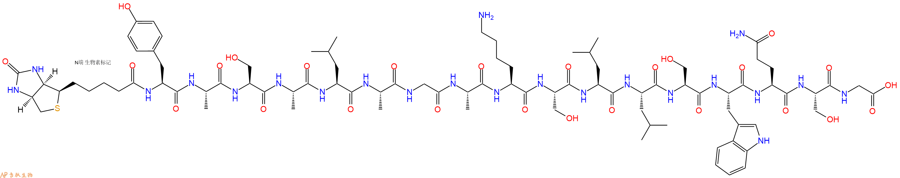 專肽生物產(chǎn)品Biotinyl-Tyr-Ala-Ser-Ala-Leu-Ala-Gly-Ala-Lys-Ser-Leu-Leu-Ser-Trp-Gln-Ser-Gly-OH