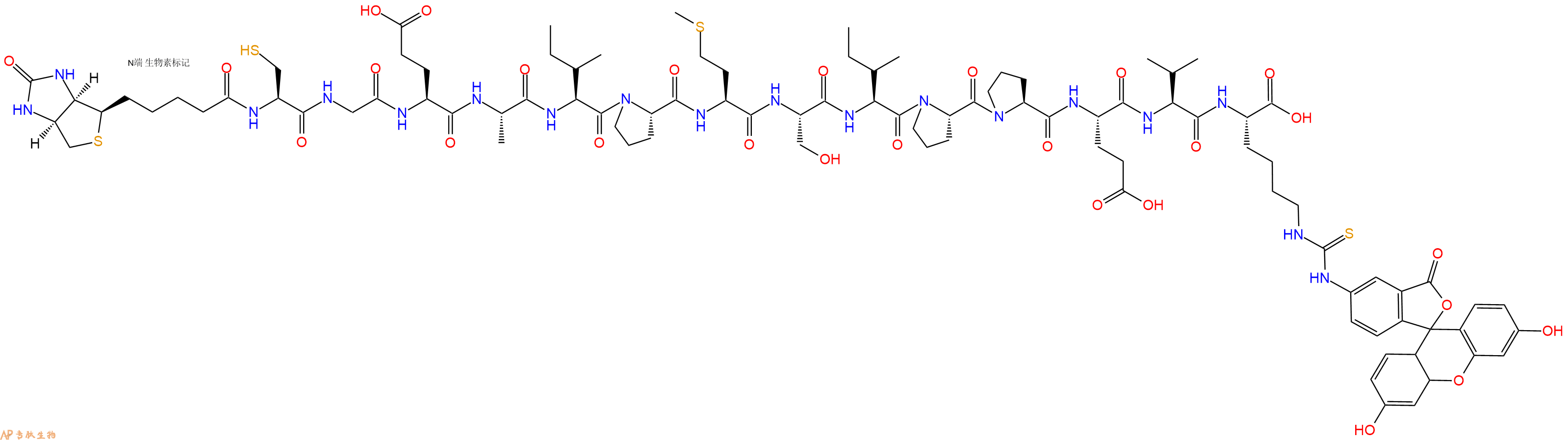 專(zhuān)肽生物產(chǎn)品Biotinyl-Cys-Gly-Glu-Ala-Ile-Pro-Met-Ser-Ile-Pro-Pro-Glu-Val-Lys(FITC)-OH
