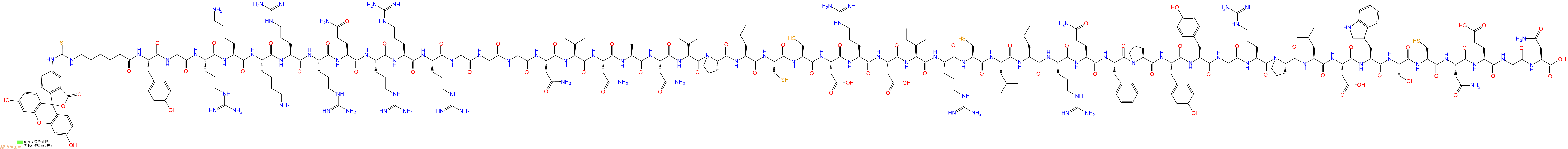 專肽生物產(chǎn)品5FITC-Ahx-Tyr-Gly-Arg-Lys-Lys-Arg-Arg-Gln-Arg-Arg-Arg-Gly-Gly-Gly-Asn-Val-Asn-Ala-Asn-Ile-Pro-Leu-Cys-Cys-Asp-Arg-Asp-Ile-Arg-Cys-Leu-Leu-Arg-Gln-Phe-Pro-Tyr-Tyr-Gly-Arg-Pro-Leu-Asp-Trp-Ser-Cys-Asn-Glu-Gly-Asn-OH
