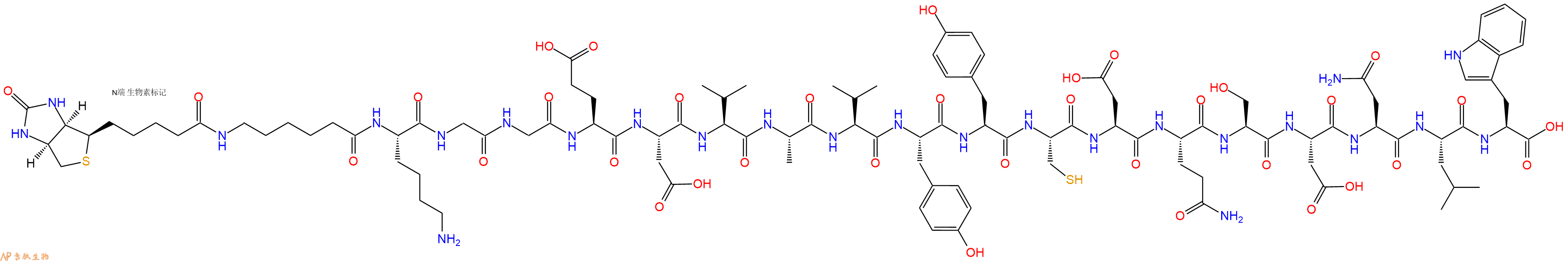 專肽生物產(chǎn)品Biotinyl-Ahx-Lys-Gly-Gly-Glu-Asp-Val-Ala-Val-Tyr-Tyr-Cys-Asp-Gln-Ser-Asp-Asn-Leu-Trp-OH