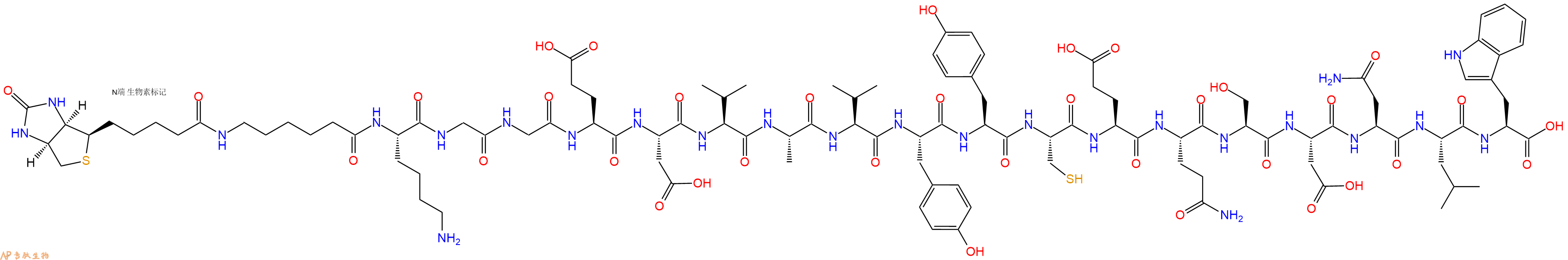 專肽生物產(chǎn)品Biotinyl-Ahx-Lys-Gly-Gly-Glu-Asp-Val-Ala-Val-Tyr-Tyr-Cys-Glu-Gln-Ser-Asp-Asn-Leu-Trp-OH