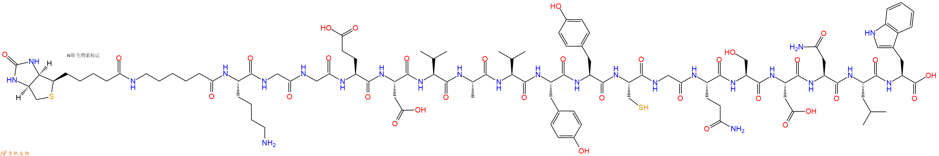 專肽生物產(chǎn)品Biotinyl-Ahx-Lys-Gly-Gly-Glu-Asp-Val-Ala-Val-Tyr-Tyr-Cys-Gly-Gln-Ser-Asp-Asn-Leu-Trp-OH